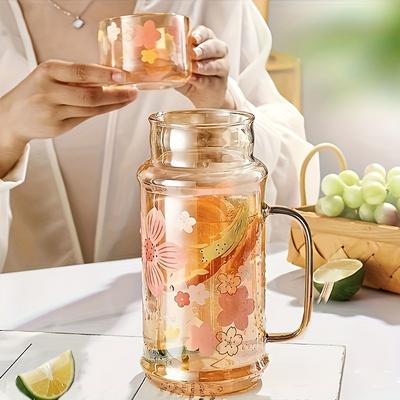 TEMU 1pc High Borosilicate Glass Cup With Lid - Large Capacity Heat-resistant Dishwasher-safe Reusable Tumbler, Vibrant For Drinks, Kitchen & Dining Essentials Image