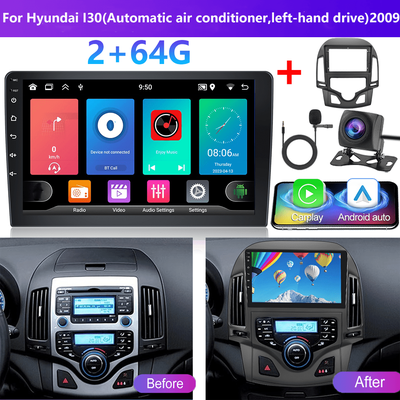 "TEMU Podofo 13 Car Stereo For I30 2009 Lhd Auto - 9"" Double Din Touchscreen With & Auto, Gps Navigation, Ahd Backup Camera, Wireless, Wifi, 2g+64g, Fm Radio, Steering Wheel Control (frame Included)"