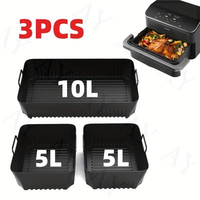 TEMU 10l Air Fryer Silicone Liners - , Reusable 5l/10l Trays For Oven & Steamer, Ideal For Perfect Frying Results, Air Fryer Accessories | Durable Cooking Tray | Heatresistant Tray Image