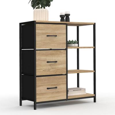 Beistellbuffet mit 3 Schubladen und Regalen 70 cm utah Industriedesign Image