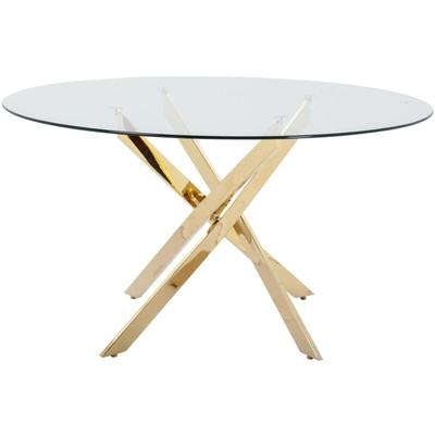 Vente-unique - Esstisch rund für 6 Personen - Sicherheitsglas & goldfarbenes Metall - Transparent Image