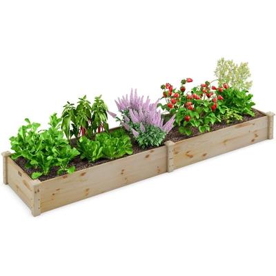 Hochbeet Gartenbeet Holz, 240 x 60 x 25 cm, Pflanzkasten für Gemüse, Blumen, Kräuter, Früchte, Image