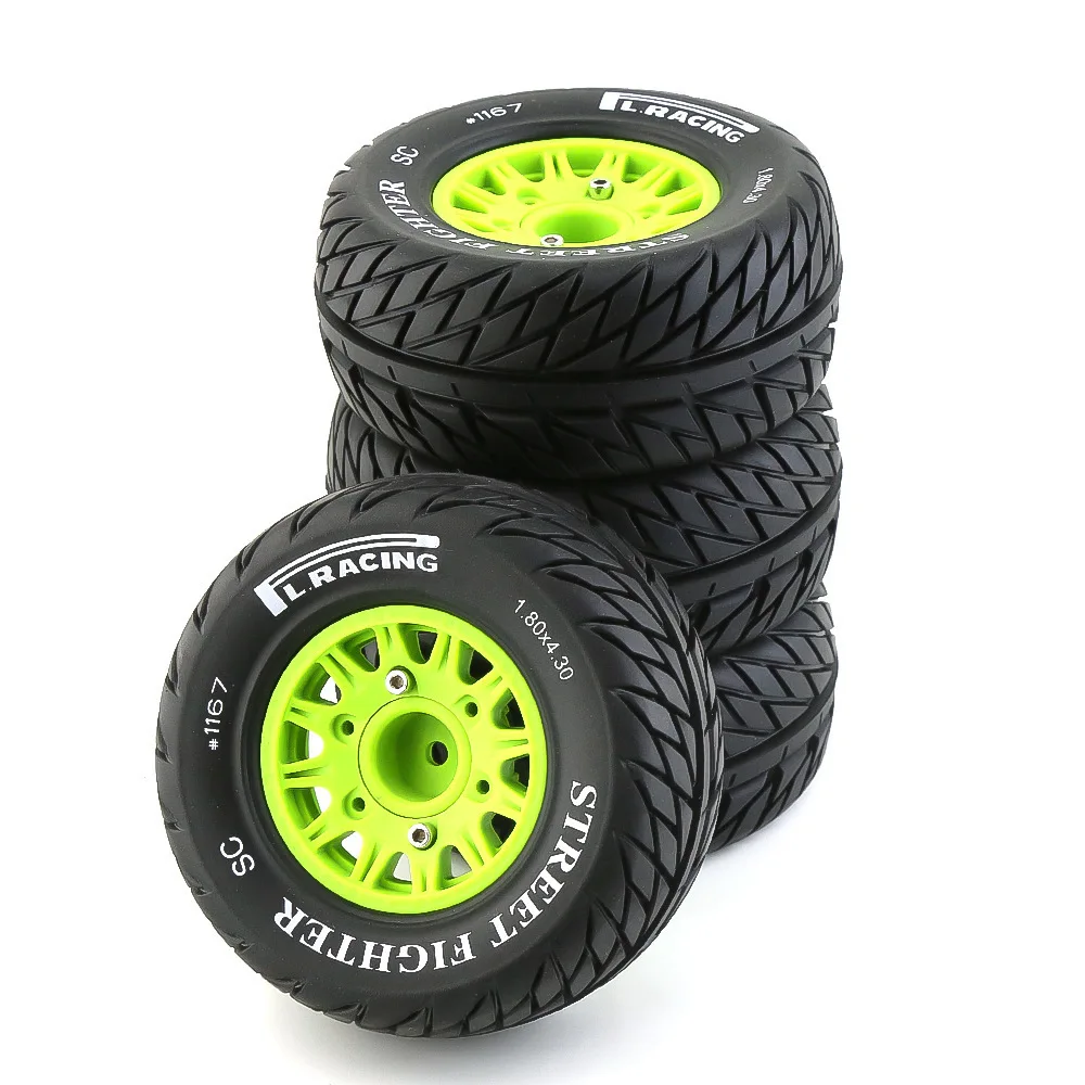 4 Stück 1/8 1/10 Short Course Truck Reifen mit 12 mm 14 mm 17 mm Radsechskant für RC On Road Car Slash Arrma SENTON VKAR Teilzubehör
