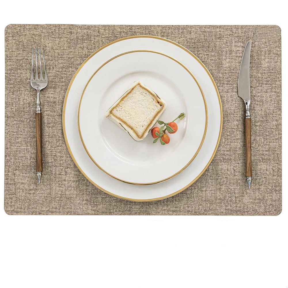 1/4-teiliges Set Tischsets aus Kunstleder – rutschfest, hitzebeständig, leicht zu reinigen, doppelseitige Tischsets aus Kunstleder für Esszimmer und Küche Image