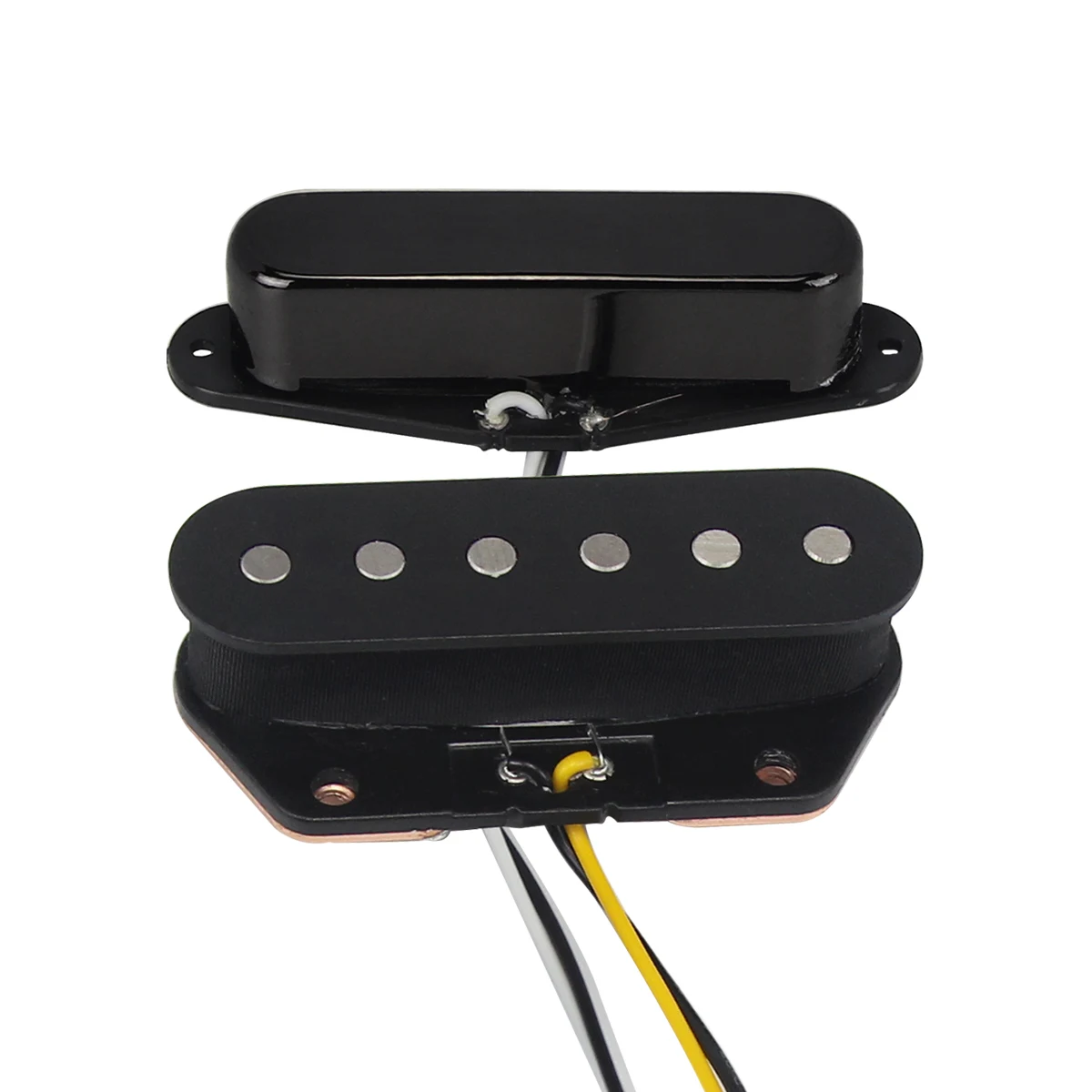FLEOR 2 Stück Alnico 5 Gitarren-Tonabnehmer-Set Hals- und Steg-Single-Coil-Tonabnehmer TL Gitarrenteile Schwarz Image