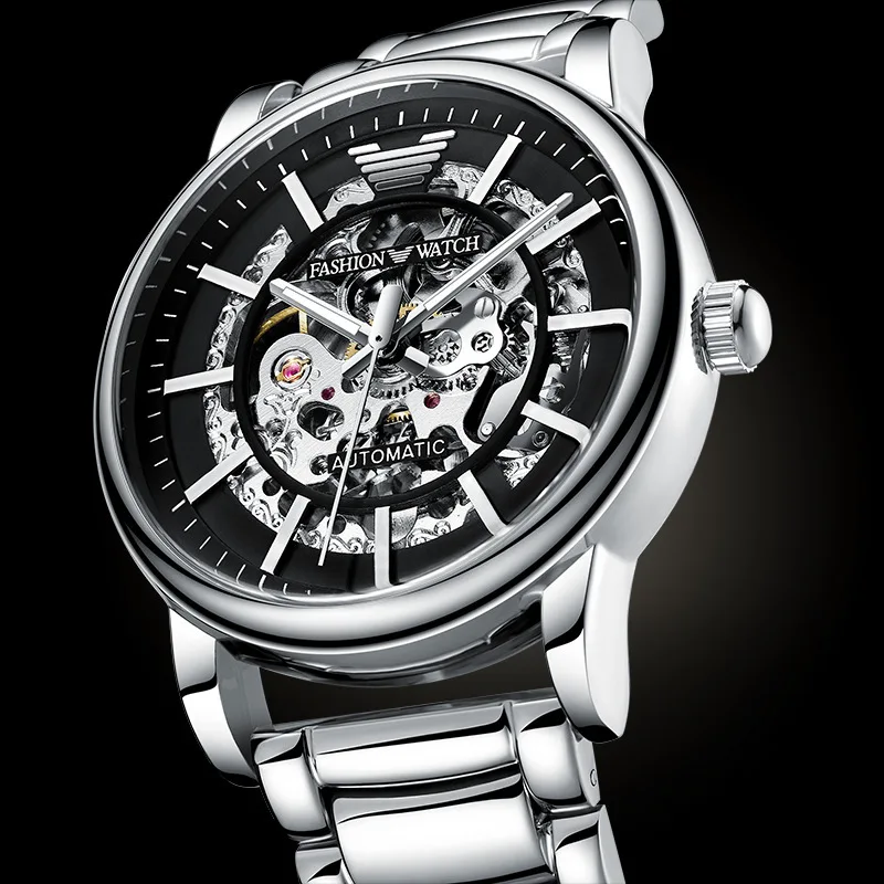 ABORNI männer Hohl Uhren Original Mechanische Uhren Für Männer Luxus Lederband Wasserdicht Leucht Skeleton Uhren Männer Image