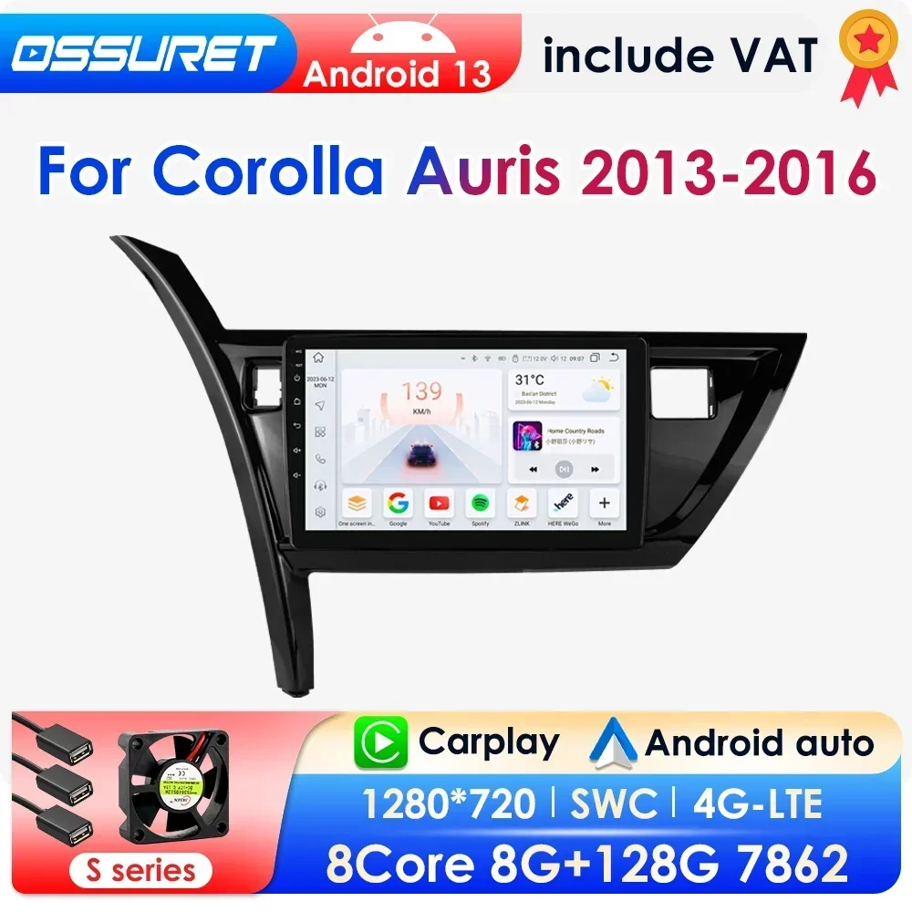 8g 128g android 13 autoradio für toyota corolla auris 2013-2016 auto multimedia player navi gps carplay 2din autoradio keine dvd Image