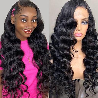 6x6 Transparent Lace Wig Natural Color Human Hair Lace Wig Loose Deep Wave 180% Density For Black Women