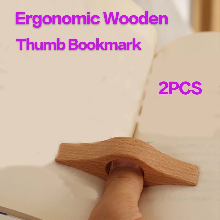 2 Stück Daumen-Lesezeichen aus Holz, tragbar und leicht, Einhand-Schnell-Flip-Leseständer, Lesegerät, Bürobedarf Image