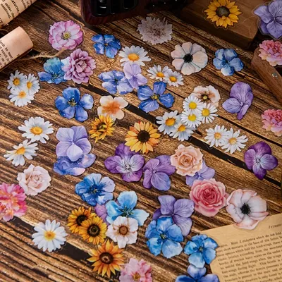 3 Stück, Aquarell-Blumen-PET-Aufkleber, leicht zu reißen und zu kleben, verschiedene Designs, zum Image