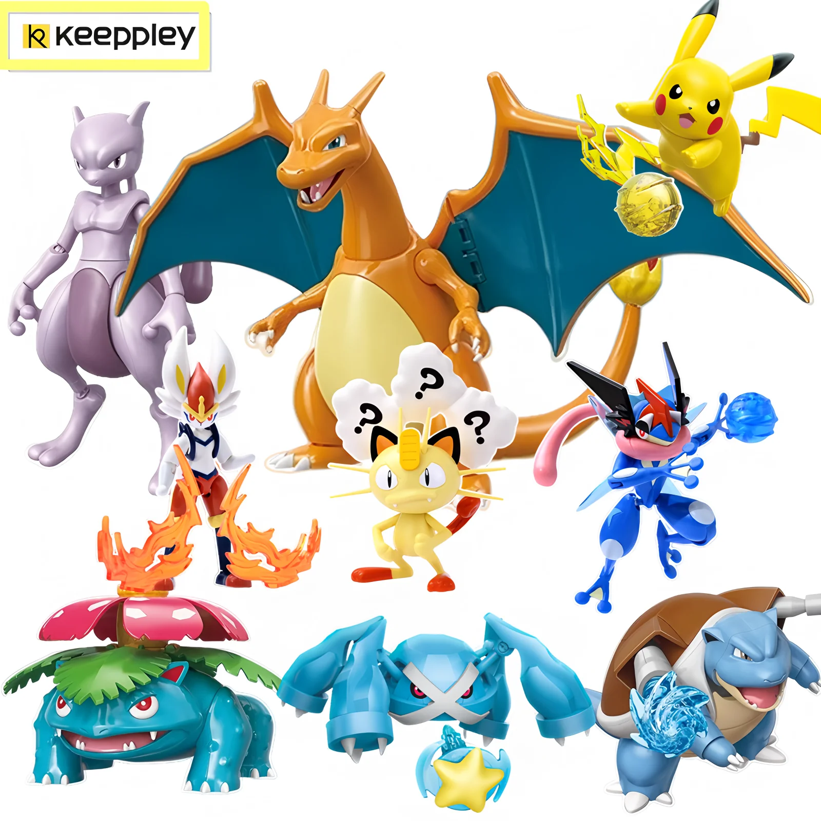 Original Keeppley Baustein Pokemon Pikachu Blastoise Greninja Charizard Venusaur Mewtwo Montage Modell Anime Puppe Kinder Spielzeug Image