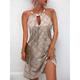 Women's Mini Dress A Line Dress Halter Dress Off The Shoulder Dress Vacation Casual Boho Outdoor Going out Beach Regular Fit Graphic Sleeveless Halter Neck Khaki Summer