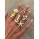Women's Gold Silver Ocean Style Ring Set - Set of Multi-Piece Bohemian Adjustable Rings with Starfish, Sun, Shell and Pearl Decorations, Perfect for Beach Vacations and Summer Looks