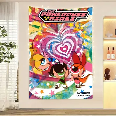 The Cartoon P-Powerpuffs Star Girls 2025 Photography Background Kids Birthday Cake Smash Portrait