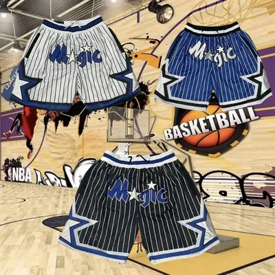 2025 Trendy Chicago Bulls American Vintage Basketball Embroidery Magic Raptors Shorts Summer Loose
