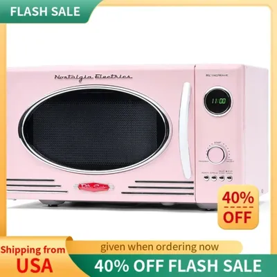 QWNostalgia Retro Countertop Microwave Oven - Large 800-Watt - 0.9 cu ft - 12 Pre-Programmed Cooking