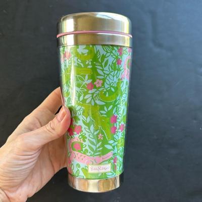 Lilly Pulitzer Kitchen | Lilly Pulitzer Alligator Chomp Chomp Tumbler Coffee Tea Travel Mug Pink Green | Color: Green/Pink | Size: Os