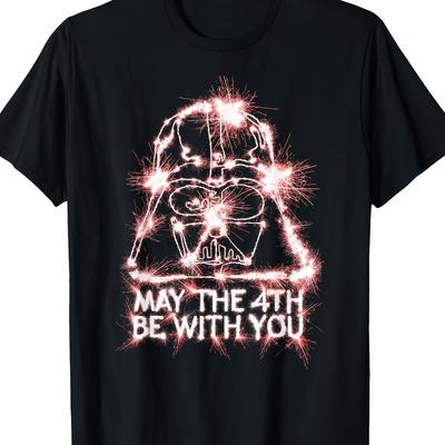 TEMU Star Wars May The Be Sparkler T-shirt The Gift For Birthday Gifts Beach Vacation T-shirt 100% Cotton Image