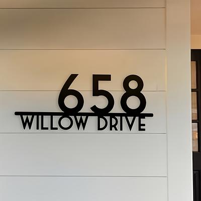 TEMU Customizable Modern Number Sign - Personalized Address Plaque With Adhesive Backing, Outdoor Wall-mounted No Tools Needed For Home & Driveway, Personalized Metal Address Sign Image