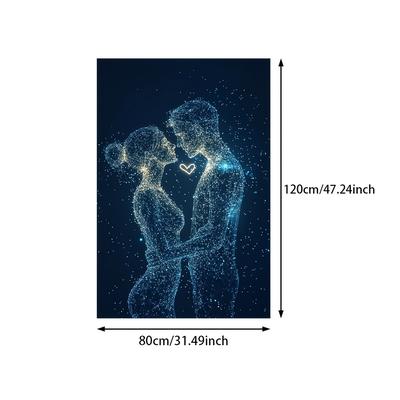 TEMU 1pc Modern Abstract Love Canvas Art, 31.4x47.24in Minimalist Fluorescent Couple Print, Vintage Poster For Bedroom, Living Room, Decor, Wall Painting Image