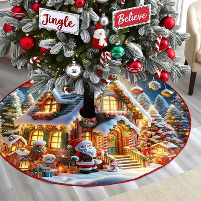 TEMU 1pc Christmas Tree Skirt Drawstring - 100% , Decor For Christmas, Halloween, , 's Day - & For Decoration Image