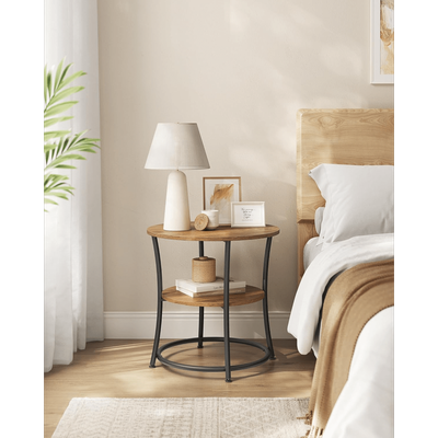 TEMU Side Table, Round Coffee Table, Sofa Table, 2 Shelves, Living Room, Bedroom, Easy Assembly, , Image