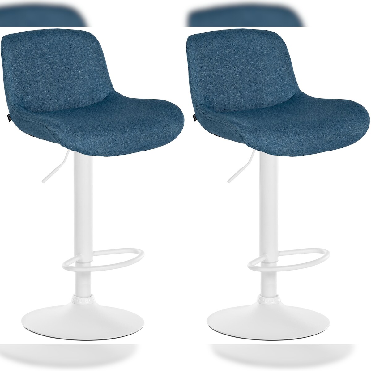 CLP 2er Set Barhocker Solon Weiß blau/Stoff Image