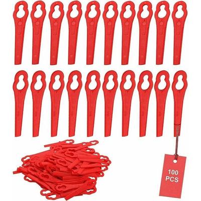 100 Stück Kunststoff-Ersatzklingen für Rasentrimmer Rot Rasenmäherklingen Kunststoffklinge Image