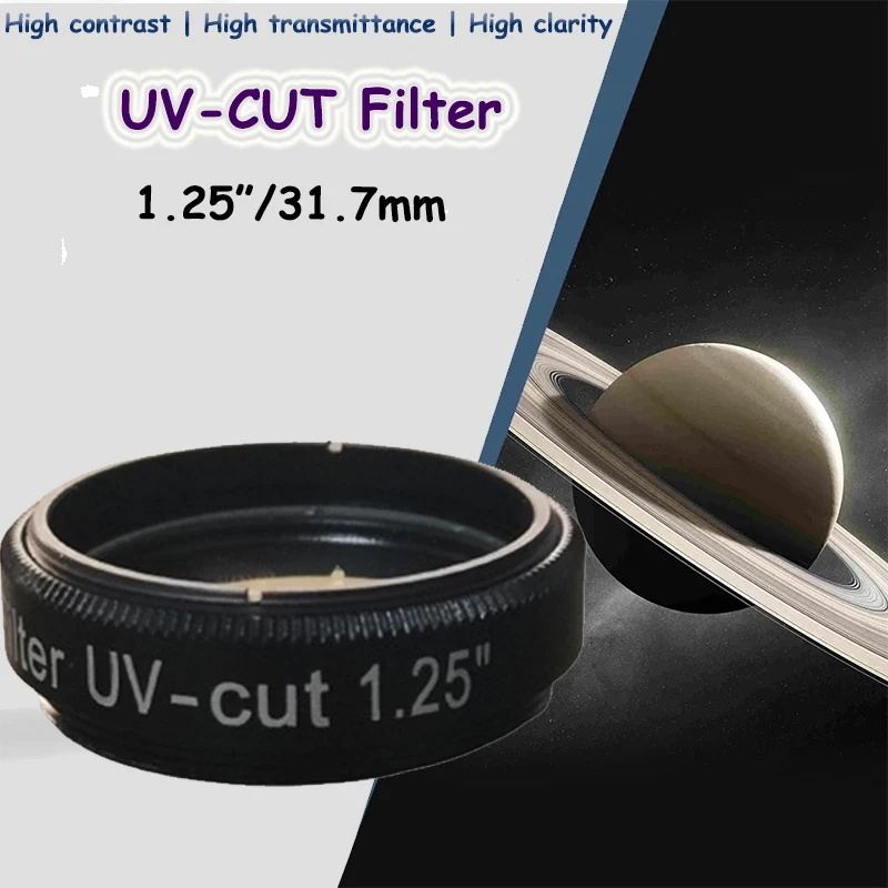 1,25"/31,7 mm UV-Schnittfilter, Okularfilter, verbessert den Bildkontrast für Kamera, Astrofotografie, Zubehör für astronomische Teleskope Image