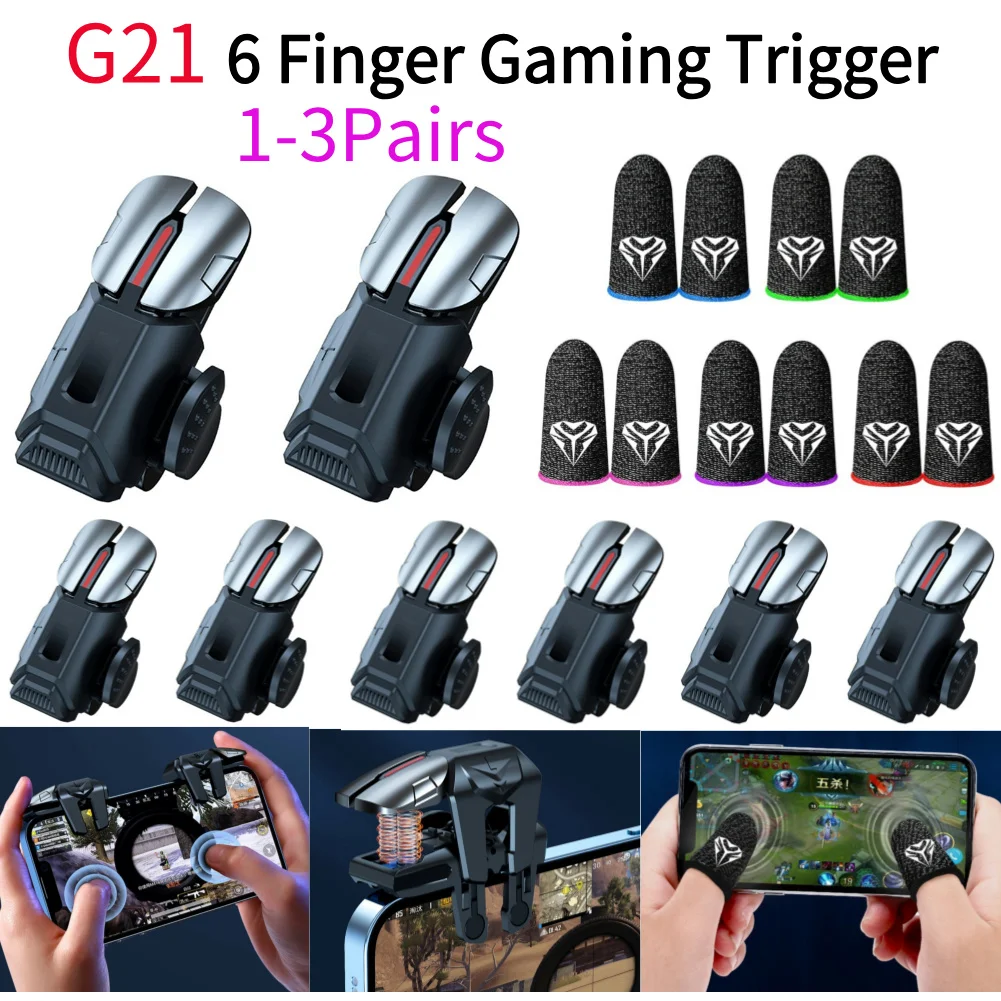 1-3Pairs G21 Handy Spiel Trigger Gamepad Joystick 6 Finger Ziel Schießen L1 R1 Schlüssel Taste Spiel für PUBG Spiel Controller Image