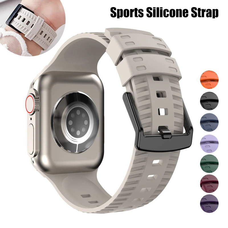 Sportarmband für Apple Watch-Armbänder 44 mm 45 mm 42 mm 41 mm 40 mm 38 mm 49 mm Silikonarmband iWatch Serie 10 8 9 SE 7 3 6 5 4 Ultra 2 Image