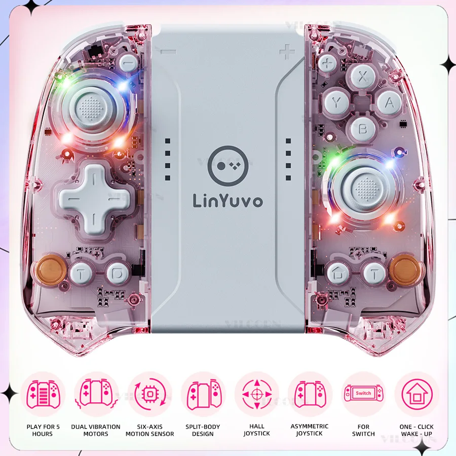 Drahtloses RGB-Gamepad für NS Switch Controller Joypad, kompatibel mit Switch Oled Lite PC Joystick mit Vibration Turbo Image