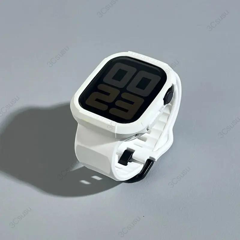 TPU-Gehäuse und Armband für Apple Watch Serie 9 45 mm 44 mm 41 40 mm 8 7 Silikonband für Iwatch Ultra 2 49 mm Serie 6 5 4 S9 SE 3 2 1 Image