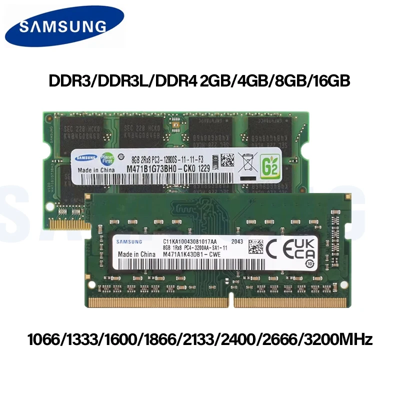 Samsung Laptop Ram DDR3 DDR3L 2 GB 4 GB 8 GB 1066 1333 1600 1866 MHz DDR4 2133 2400 2666 3200 mHz SODIMM Speicher für Notebook Ram Image