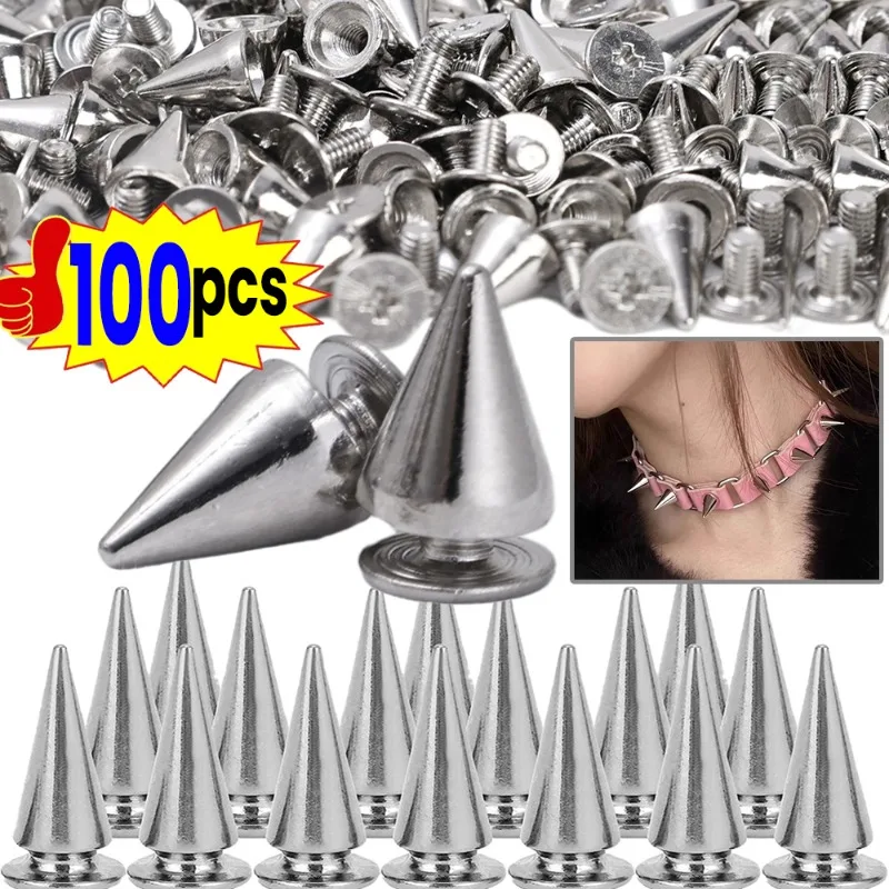 10/20/30/50/100 Stück Silber Kegel Nieten Spikes DIY Handwerk Coole Punk Kleidungsstück Nieten Kleidung Tasche Schuhe Handwerk Kragen Zubehör