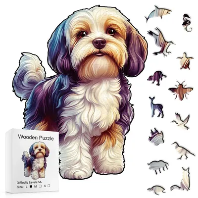 Wooden Puzzles for Adult, Shih Tzu Dog Wooden Jigsaw Puzzle, Unique Wood Shape Cut Puzzle, Best