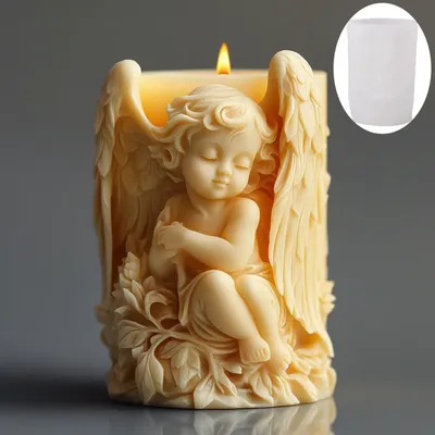 2025 Prayer Angel Relief Cylinder Candle Silicone Mold Wings Angel Resin Mould Angel Flower Relief Concrete Cement Gypsum Molds