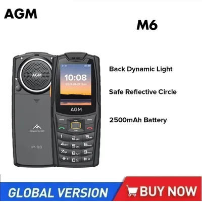 AGM M6 IP68 Push-Button Phones 4G Unlocked Cellphone 2500mAh Rugged Telephone Dual SIM Feature Phone