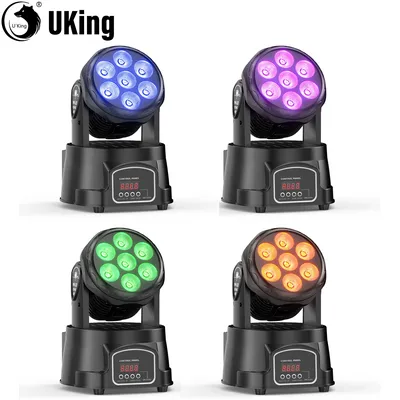 U`King 4Pcs 50W Moving Head Stage Lights 7X4W RGBW LED Beam SpotlightS DMX DJ Light For Disco Music