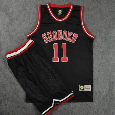 NO 11 Rukawa Black Jersey Set Anime Shohoku School Basketball Team Jersey Sets Slam Dunk Mitsui