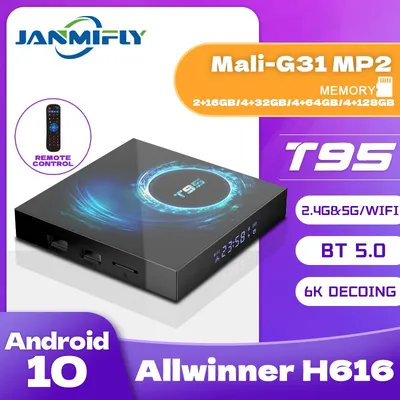 New T95 Smart TV Box Android 10 Allwinner H616 HD 6K 4GB 64GB 128GB Dual Wifi 2.4g/5g Fast Box Media