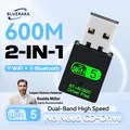 Adattatore USB WiFi Bluetooth 600Mbps Dual Band 2.4Ghz 5Ghz Mini ricevitore esterno di rete wireless 2 IN 1 per PC portatile desktop