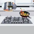 Cuisine 5 brûleurs plaque de cuisson à gaz intégrée table de cuisson surface en verre trempé et grilles en porcelaine émaillée pour gaz naturel gaz GPL