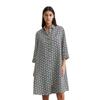 Hemdblusenkleid MARC O'POLO, Damen, Gr. 38, N-Gr, multi, weiß cotton, Web, Obermaterial: 100% Leinen, bedruckt, casual, relaxed fit ca. Mitte Knie, 3/4-Ärmel, Kleider, mit Printmuster