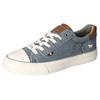 Sneaker MUSTANG SHOES, Damen, Gr. 39, blau (graublau), Textil, Lederimitat, sportlich, Schuhe, Freizeitschuh, Halbschuh, Schnürschuh, mit Gummikappe