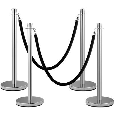 Crowd Control Stanchion, Set of 2 Pieces Stanchion Set, Stanchion Set with 5 ft/1.5 m Black Velvet Rope, Crowd Control Barrier