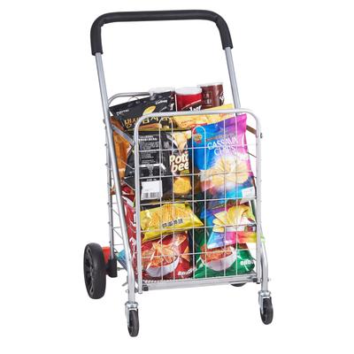 Folding Shopping Cart, Grocery Utility Cart with Rolling Swivel Wheels, Heavy Duty Foldable Laundry Basket Trolley