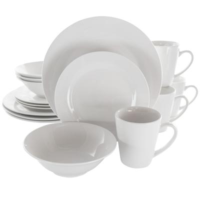 Edmund Dinnerware Porcelain 16 Piece Set in White