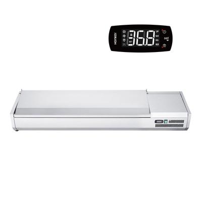 Refrigerated Condiment Prep Station, 304 Stainless Body and PC Lid, Sandwich Prep Table with Stainless Guard, ETL