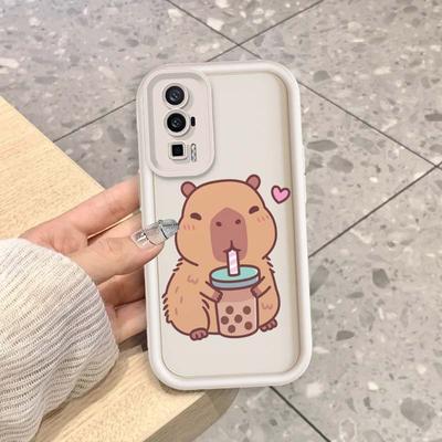 TEMU Cartoon Cute Capybara Pattern For Xiaomi 12 11 10 9 A2 A1 At X + A Sport Nfc Power Prime 4g 5g Eye Ladder Phone Case Cover Gift Image